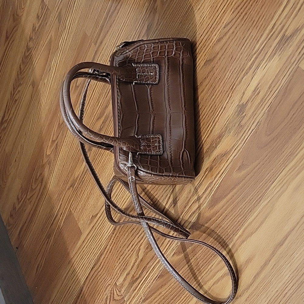 Tommy Hilfiger Brown Croc-Embossed Mini Bag